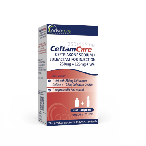 Ceftriaxone + Sulbactam pour Injection (boîte de 1 flacon et 1 ampoule de WFI)