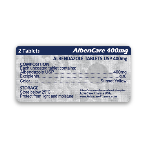 Comprimés d'Albendazole (blister de 2 comprimés)