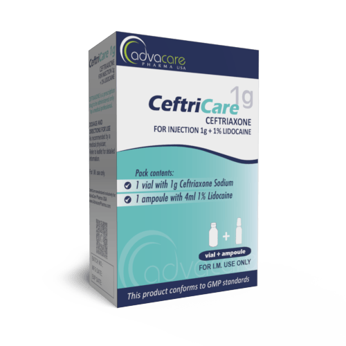 Ceftriaxone sodium avec lidocaïne HCl pour injection (boîte de 1 flacon et 1 ampoule de Lidocaïne HCl)