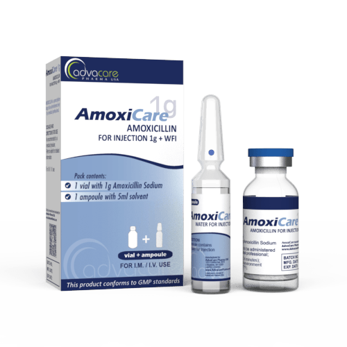 Amoxicilina para Inyección (1 caja, 1 frasco y 1 ampolla de agua para inyección (WFI))