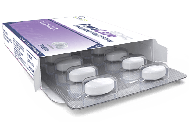 Paracetamol pharmaceutical tablets manufactured by AdvaCare Pharma.