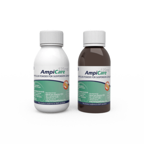 Ampicilline pour Suspension Orale (1 flacon en plastique blanc et 1 flacon en plastique ambre)