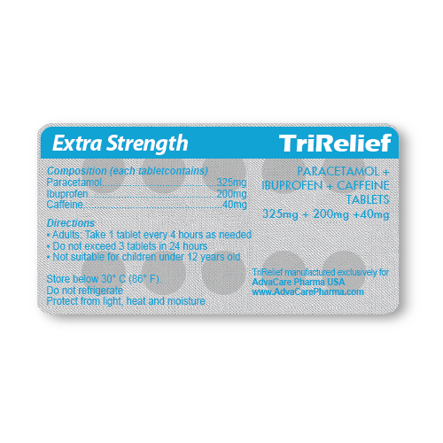 Comprimés de Paracétamol + Ibuprofène + Caféine (blister de 10 comprimés)