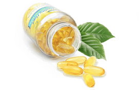 Capsules de compléments alimentaires AdvaLife Omega-3 fabriquées par AdvaCare Pharma.