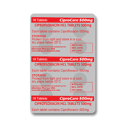 Comprimés de ciprofloxacine HCl (blister de 10 comprimés)