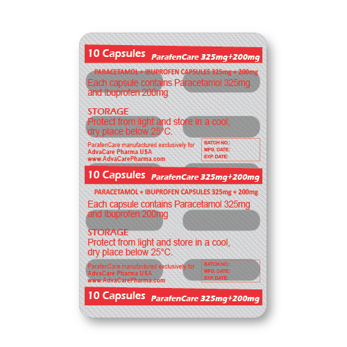 Paracetamol + Ibuprofen Capsules (blister of 10 capsules)