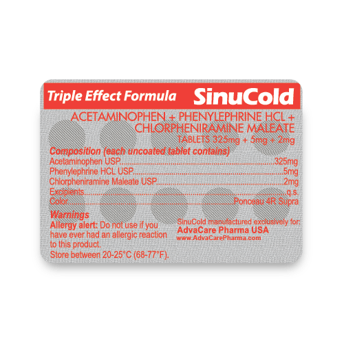 Comprimés Sinus + Rhume (blister de 10 comprimés)